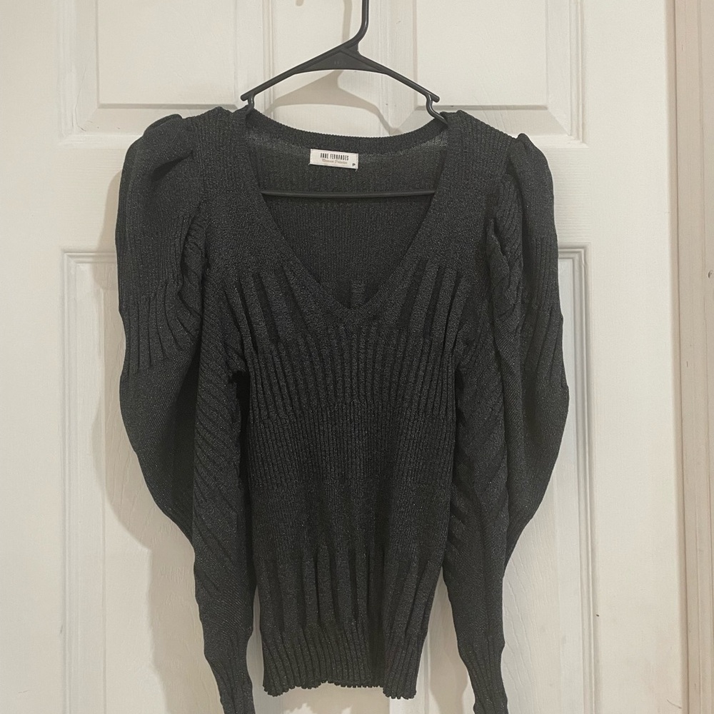 Elegant V-Neck Sweater in Charcoal by The Limited